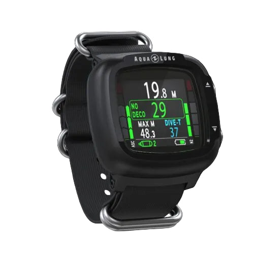 Black diving computer watch with digital display