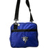 Blue bag with a black strap on a white background