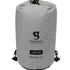 Gray waterproof dry bag with 'geckobrands' logo on a white background
