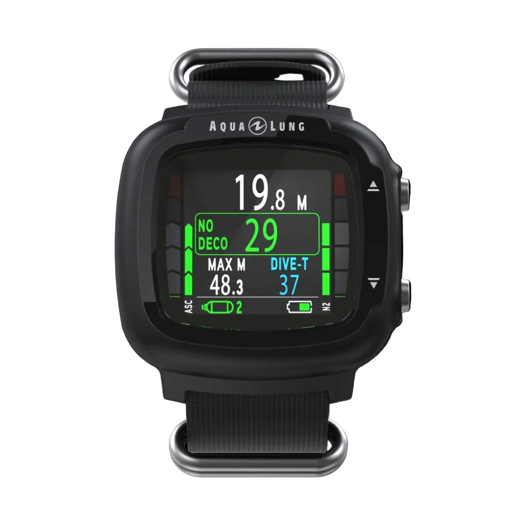 Black dive computer watch with digital display